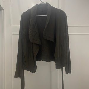 Soft BCBG tie sweater- olive green